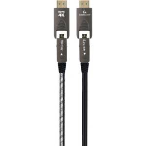 Gembird CCAP-HDMIDD-AOC-10M Активен оптичен AOC високоскоростен HDMI D-A кабел с Ethernet AOC Premium Series 10 m черен (CCAP-HDMIDD-AOC-10M)