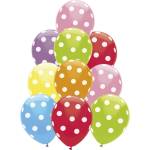 Globos Festival БАЛОНИ 10 БР. 12" - 30 СМ ПРИНТ ГОЛЕМИ ТОЧКИ