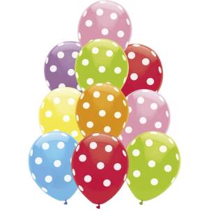Globos Festival БАЛОНИ 10 БР. 12" - 30 СМ ПРИНТ ГОЛЕМИ ТОЧКИ
