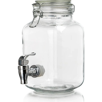 Láhev 2200ml skleněná s kohoutkem, víčko s pákovým uzávěrem