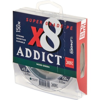 Lucky John šňůra Addict Jigging X8 Braid Multi Color 150m 0,18mm Moss Green