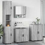 vidaXL Комплект мебели за баня 4 бр. Сив Сонома 61 x 35 x 64 см (3393009)