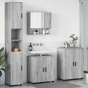 vidaXL Комплект мебели за баня 4 бр. Сив Сонома 61 x 35 x 64 см (3393009)