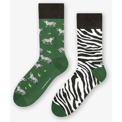 Pánské nestejné ponožky Zebra P zelená
