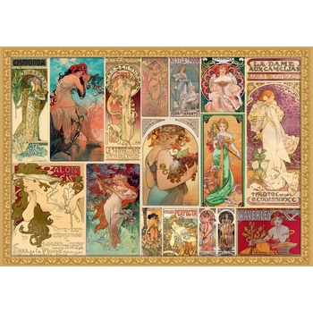Grafika - Puzzle Alfons Mucha: Collage - 2 000 piese