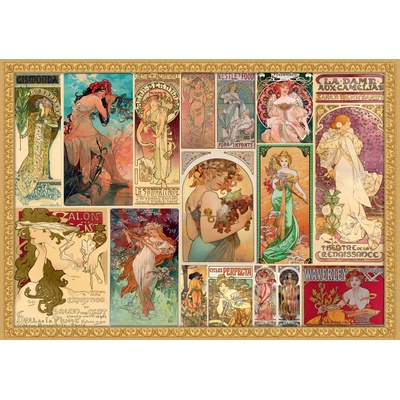 Grafika - Puzzle Alfons Mucha: Collage - 2 000 piese