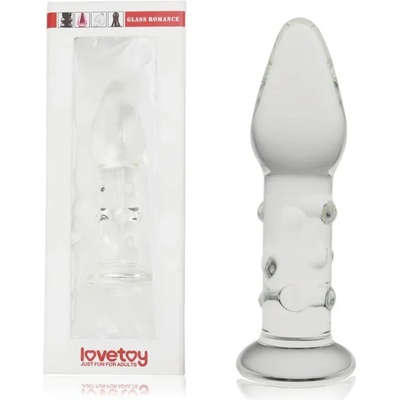 Стъклен анален разширител, релефен, 13, 9см. - Glass Romance Clear (LVTOY00585)