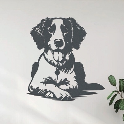 dřevo života Dřevěný obraz Bretaňský ohař Zvolte rozměr šxv (cm): 38x40, Zvolte barvu dekoru: Antracitová