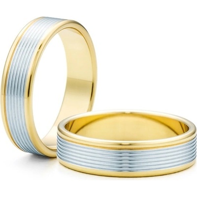 Savicki Snubní prsteny dvoubarevné zlato ploché SAVOBR186