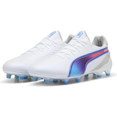 PUMA Мъжки футболни бутонки Puma King Ultimate Launch Firm Ground Football Boots Mens - White/Blue/Grey