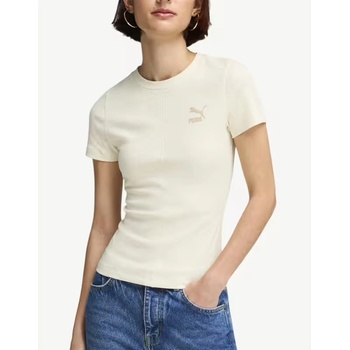 PUMA Classics Ribbed Slim Tee Еcru