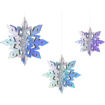 PartyDeco Висящи Декорации "Снежинки", 15-25 см