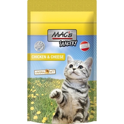 MAC's Shakery Chicken & Cheese - Премиум лакомство за котки , без зърно , снакс с пилешко месо и сирене, 4 броя х 60 гр