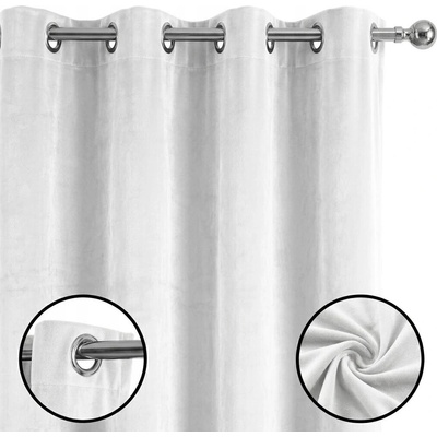Záves z velúru BIELY Elegantný na krúžkoch 140x250 Velúr Premium