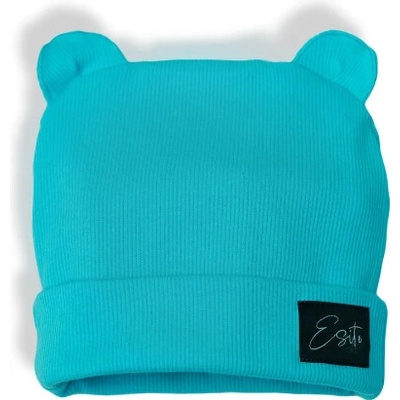 ESITO Zimná rebrovaná čiapka s uškami Color Turquoise tyrkysová