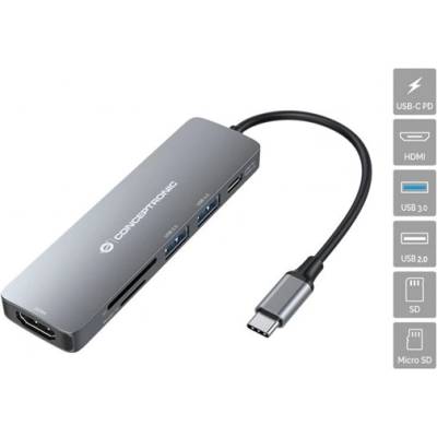 Conceptronic Notebook Dock - DONN11G (вход: USB-C, изход: HDMI+USB-C PD: 60W+USB-A 3.0+2.0, сребрист) (DONN11G)