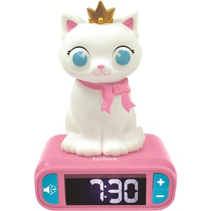 Lexibook - Alarm Clock with Night Light Kitten, Kitten Digital Alarm Clock for Children with Night Light Snooze, Children's Clock, Luminous Cat, Pink White - RL800KTLXB (RL800KTLXB)