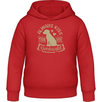 AWDis detská mikina s kapucňu So psím dizajnom a nápisom Ohnivá červená
