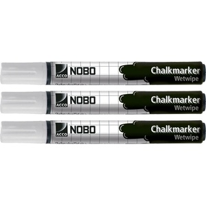 Nobo WB Маркер Chalkmarker т/стъклена дъска кръгъл бял (3) (34438398)