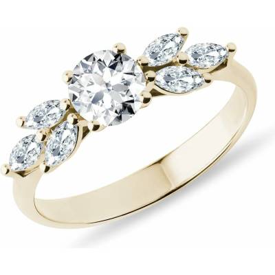 Klenota Úchvatný diamantový prsteň zo žltého 14 kt zlata k0816023