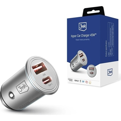 3mk Hyper Car Charger 45W nabíječka do auta, USB-A/USB-C (PD)
