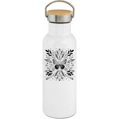 123TRIKO termoska Motýlí mandala, černý potisk 500 ml