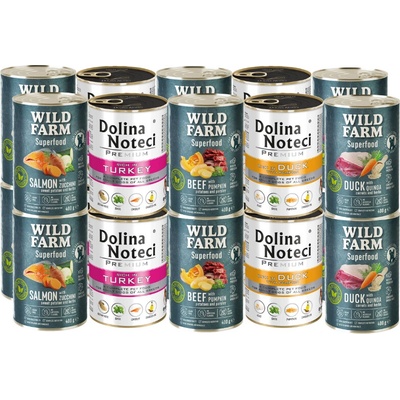 Dolina Noteci a Wild Farm Superpotravina Mix chutí 20 x 400 g