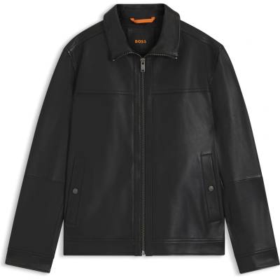 Boss Яке Boss Men's Jorest Orange Long Sleeve Leather Jacket - Black 001