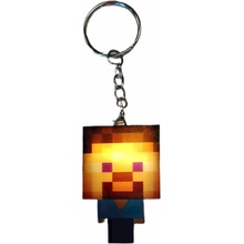 Prívesok na kľúče svietiaca Minecraft Steve s pútkom a karabínou