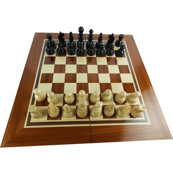Image 1 of КОМПЛЕКТ ШАХ И ТАБЛА С ЕСТЕСТВЕН ФУРНИР МАХАГОН/БУК 34/34