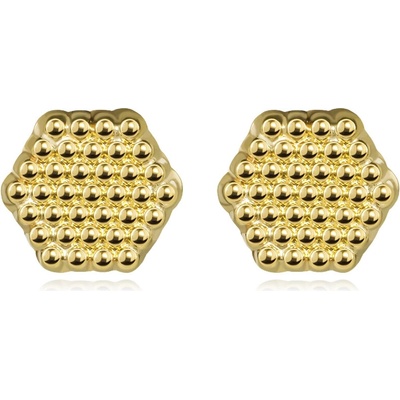 Šperky Eshop Zlaté náušnice 14K ve strukturovaném šestiúhelníkovém designu S5GG275.57