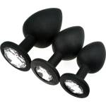 SuperLove Jewel Silicone Butt Plugs Training Kit Black-Clear