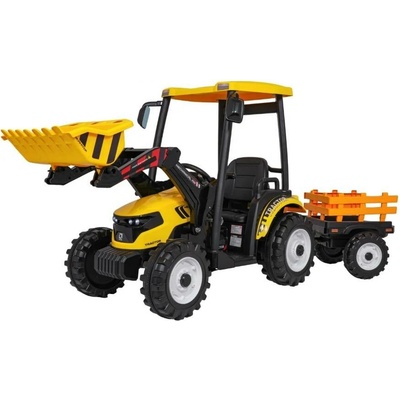 mamido Dětský elektrický traktor MEGA D68 24V s přívěsem žlutá