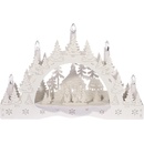 Vianočný LED svietnik Zimná krajina koledníci pred kostolom 35 x 23 x 7,5 cm