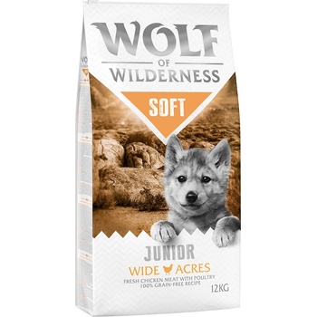Wolf of Wilderness Икономична опаковка Wolf of Wilderness Soft 2 х 12 кг, без зърно - Junior Wide Acres пиле
