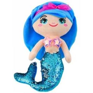 LEAN Toys Plush Mermaid Cuddly Toy Tail Sequins Blue 30cm
