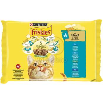 Friskies мокра котешка храна в сос-сьомга, риба тон, сардини, треска 6 x