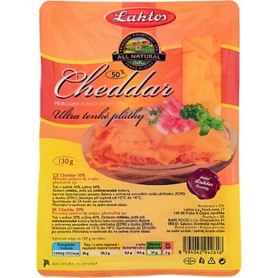Laktos Ultra tenké plátky sýr cheddar 50%, 130 g