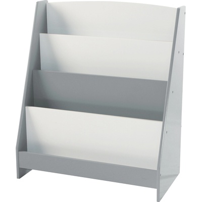 Детска етажерка за книги и списания на 4 нива Ginger Home - Бяло-сива (TF6125)
