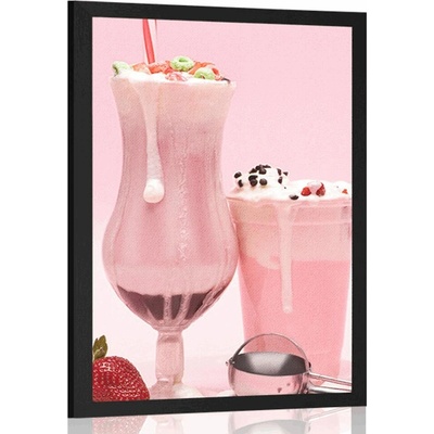Plakát růžový mléčný koktejl - 20x30 black