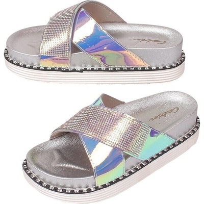 Сиви чехли с преливащ ефект и камъчета