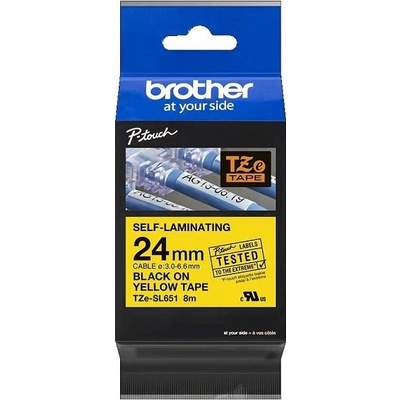 páska BROTHER TZeSL651 čierne písmo, žltá páska SELF-LAMINATING Tape (24mm) (TZESL651)