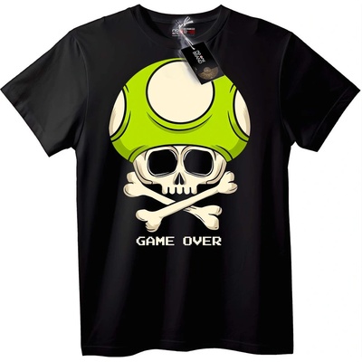NOONEBRAND Тениска Гъба Череп Game Over - XS, Black