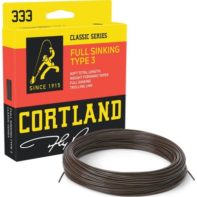 Cortland muškařská šnůra 333 Classic Full Sinking TYPE 3 Brown Fresh/Salt WF7S 90ft