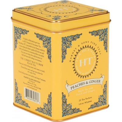 Harney & Sons čaj Broskev a zázvor HT kolekce 20 hedvábných sáčků