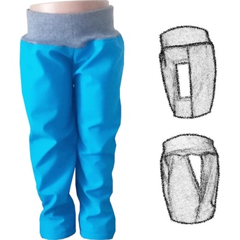 Dětské softshellové kalhoty s kapsami NEZATEPLENÉ modré s šedým nápletem