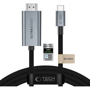 Tech-Protect ULTRABOOST кабел USB-C към HDMI 2.1 8K 60 Hz 300 cm, желязно сив