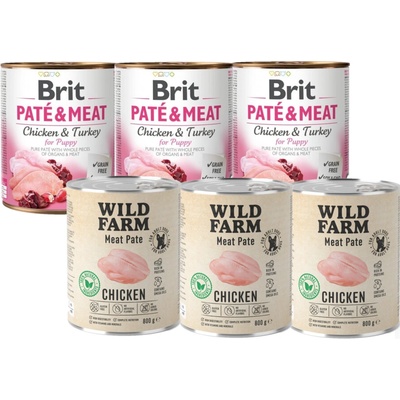 Brit Paté & Meat Chicken & Turkey for Puppy 3 x 800 g a Wild Farm Pate Chicken 3 x 800 g