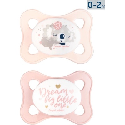 Canpol Babies utišujúce silikón symetrické 2 ks Sleepy Koala mini ružová