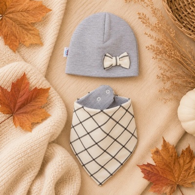 New Baby Čiapka a nákrčník Káro